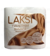 Туалетная бумага LAKSI 3-сл 4шт на втулке