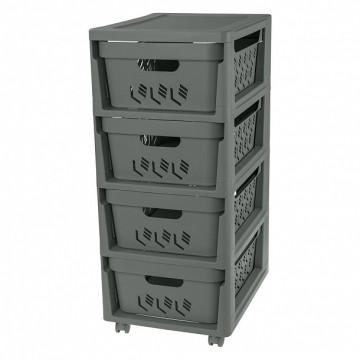 Комод 4 ящика Deluxe 300*385*690мм на колесах серый 433276911 Быт