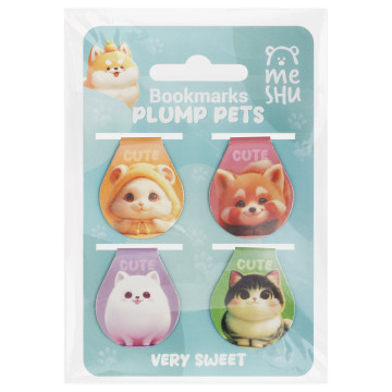 Закладки магнитные для книг 4шт MESHU 'Plum pets' голографическая фольга