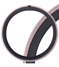 Оплетка экокожа M 37-39см SKYWAY Mix Crystal-2 Черная/розовые стразы