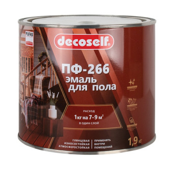 Эмаль для пола ПФ-266 красно-коричневая Decoself (1,9кг) ПУФАС