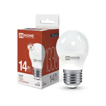 Лампа IN HOME VC шар P45 E27 14W(1330lm) 4000К 4K (без пульсации) 7829
