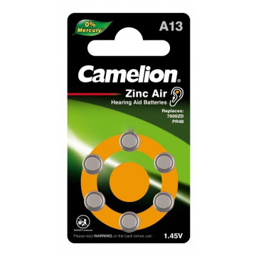 Батарейка 1шт Camelion ZA13 BL-6 для слуховых аппаратов, 1.4V,280mAh