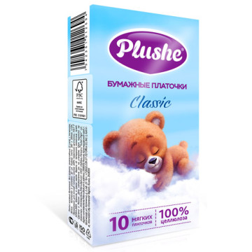 Платочки бумажные 2сл 10шт Plushe Classik