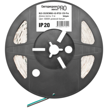 Лента светодиодная Navigator 71701,белый, NLS-3528CW60-4.8-IP20-12V-Pro R